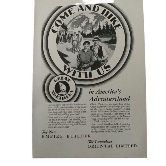 Vintage 1930 Great Northern Rail Come and Hike With Us Ad Advertisement - Picture 3 of 4